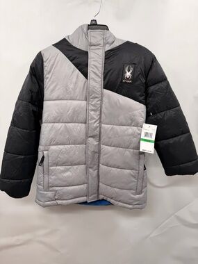 Spyder Kids' Grey & Black Insulated Puffer Jacket kids size Large